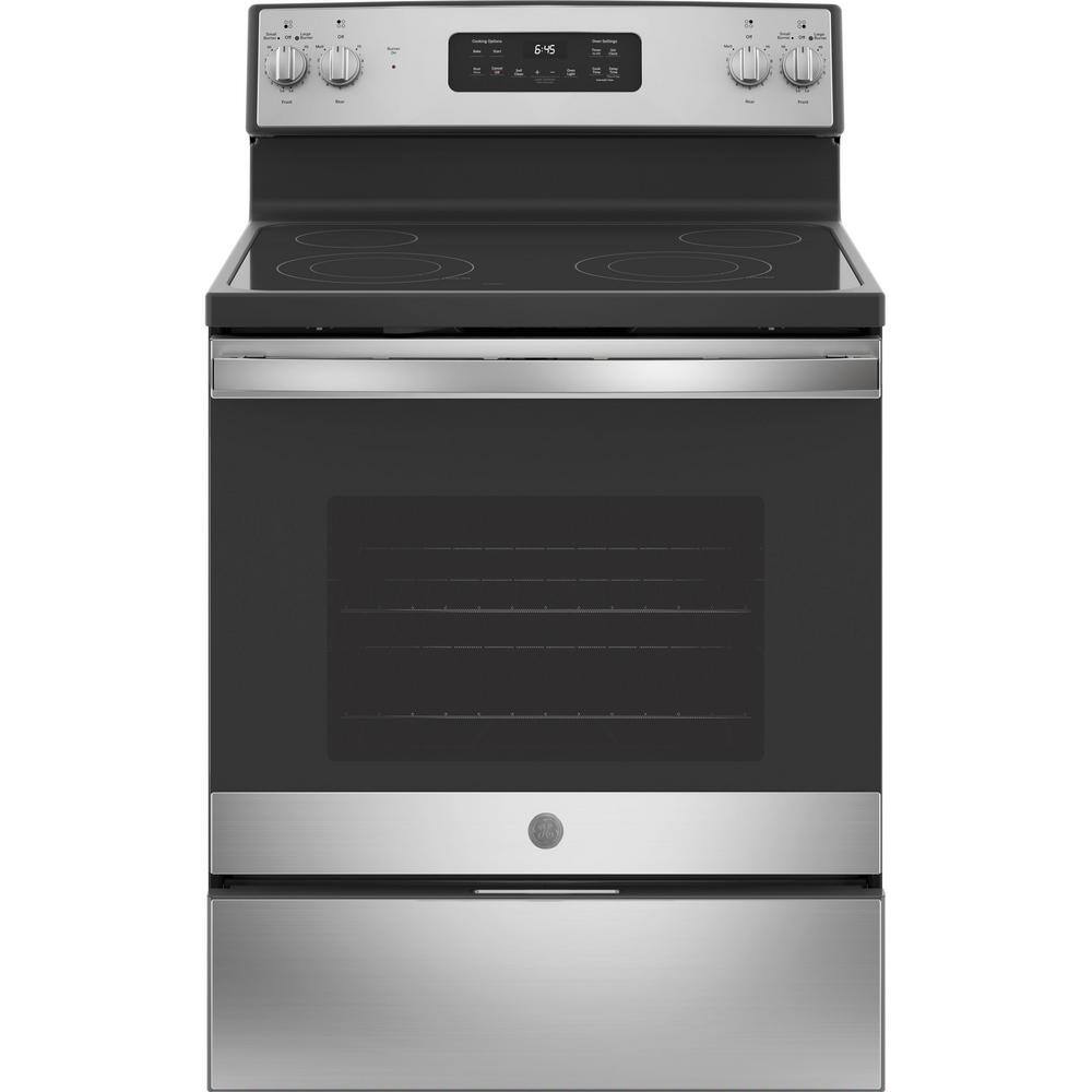 GE 30 in. 5.3 cu. ft. Freestanding Electric Range in Stainless Steel JB645RKSS