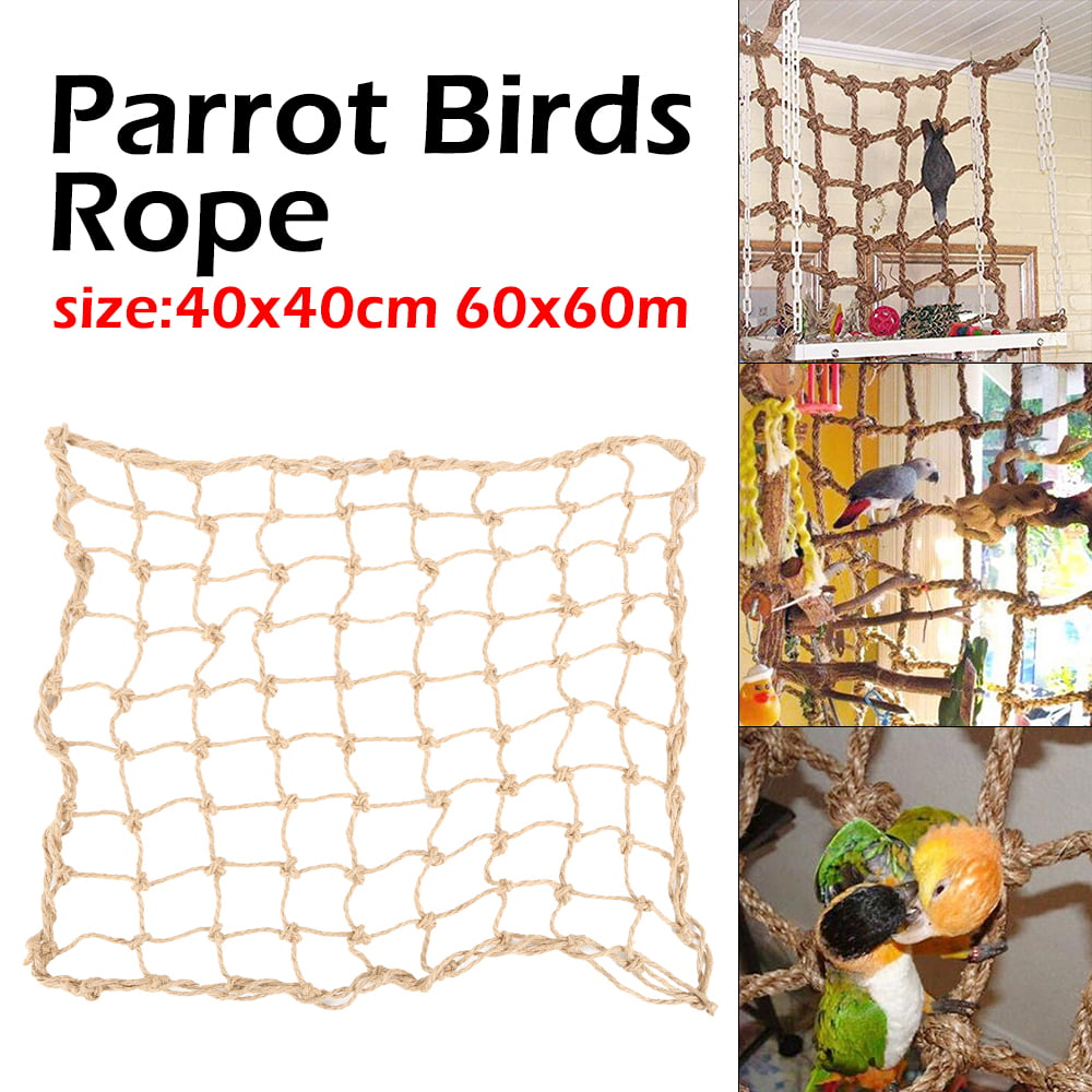 Willstar Parrot Bird Climbing Net Cotton Rope Cage Wood Hemp Rope Ladder Toy Hanging Swing Net Parrot Perch Hammock Toy Decor