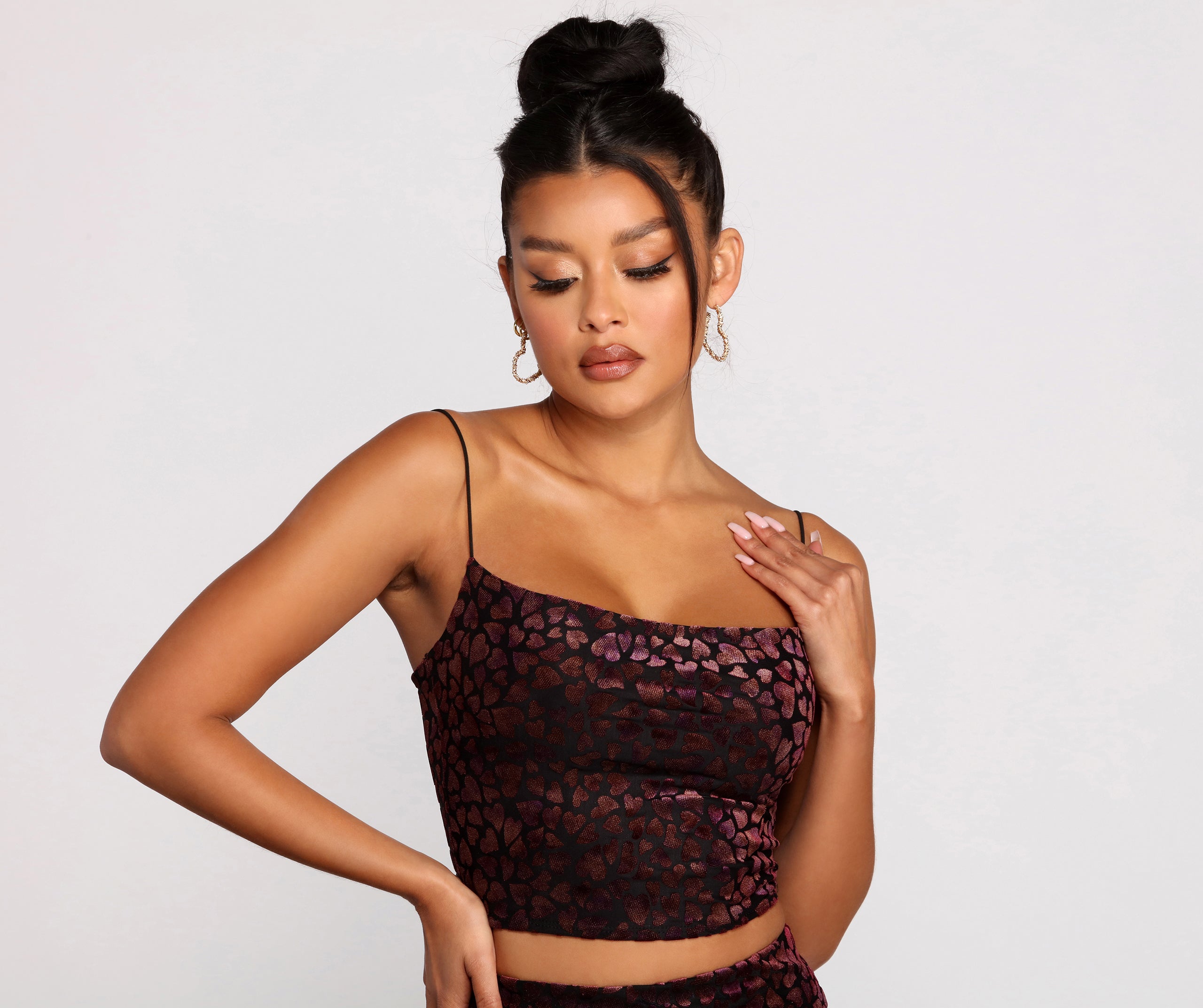 Heart Of Glam Cowl Neck Crop Top