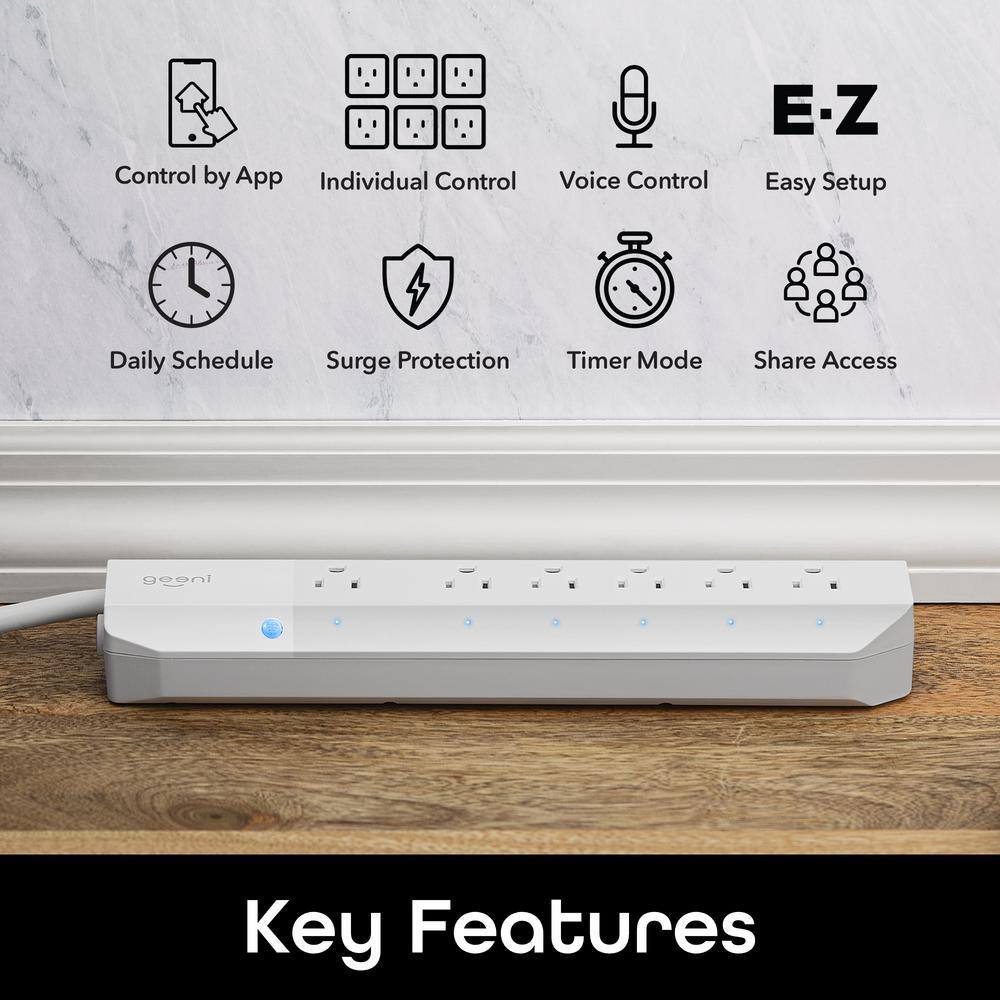 Geeni Surge 6-Outlet Smart Wi-Fi Surge Protector GN-SW003-199