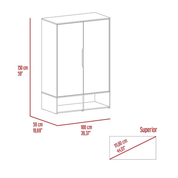 Rosie Armoire Two Door with Two Open Shelves， Five Shelves and Hanging Rod - N/A - - 35399354