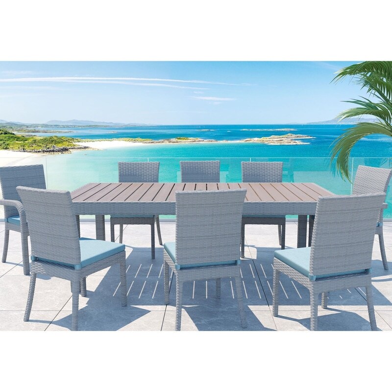 Mescota 9 Piece Outdoor Patio Dining Set  Dining Table   8 Chairs