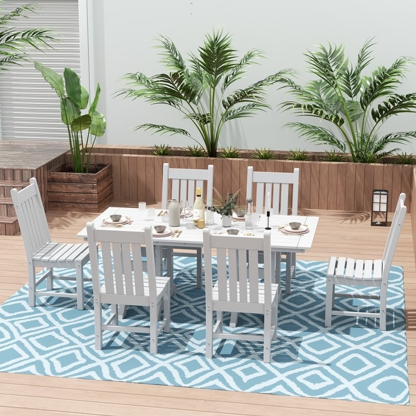 Polytrends Laguna Hdpe All Weather Outdoor Patio Dining Set with Rectangular Table，Armless Dining Chairs (7Piece Set)