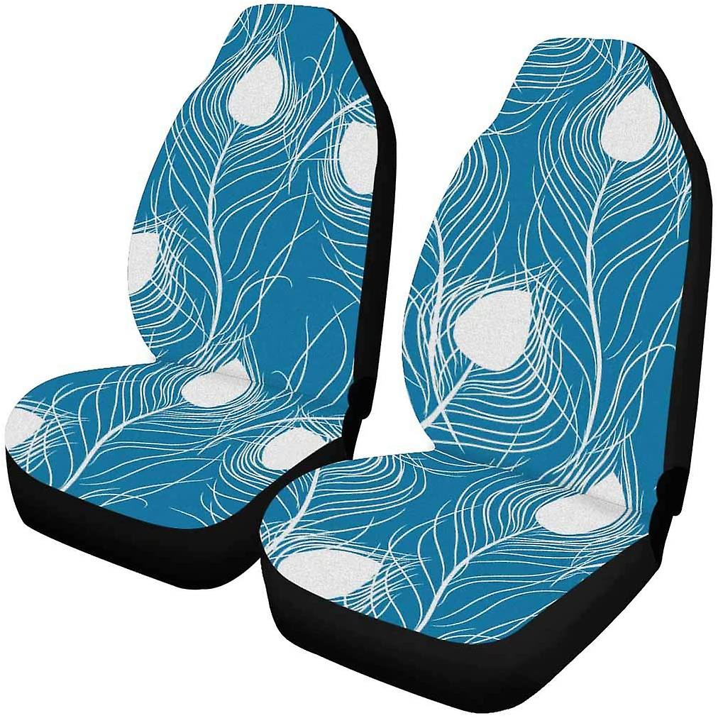 Set Of 2 Car Seat Covers White Feather Universal Auto Front Seats Protector Fits For Car，suv Sedan，truck D---67821