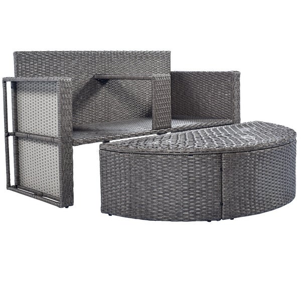 2-Piece All-Weather Sofa Set Outdoor Rattan Sectional with a Hole for Umbrella - Overstock - 37612675