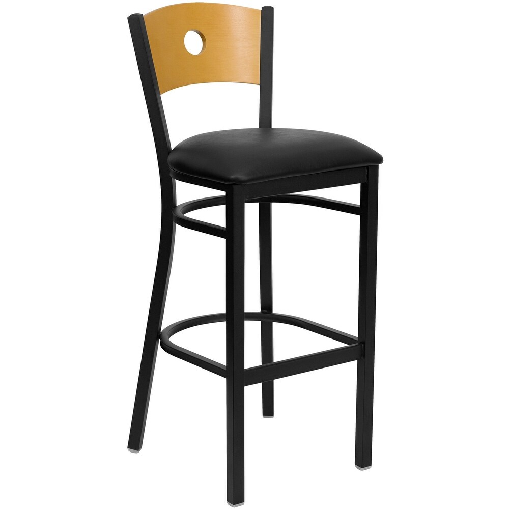 Wood Circle Back Metal Restaurant Barstool   16.75\