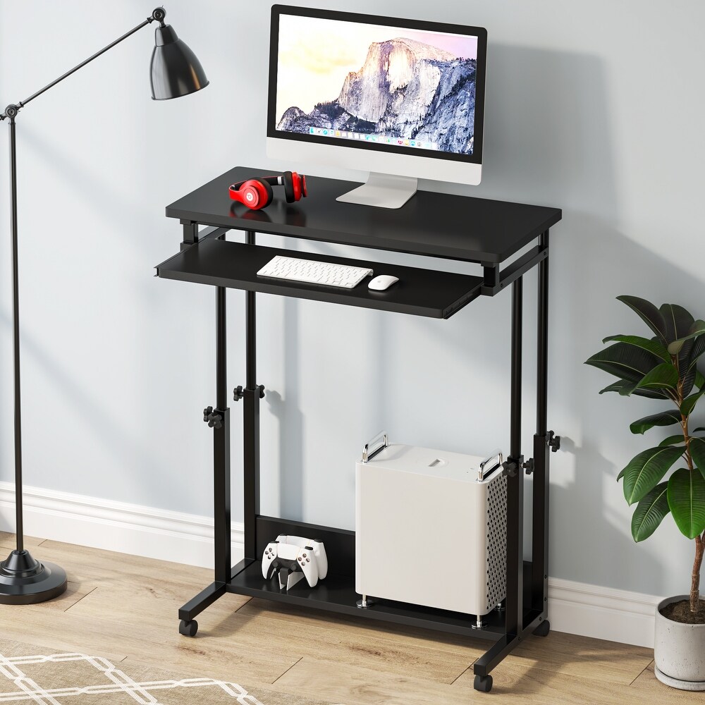 Height Adjustable Small Portable Standing Table  Laptop Desk with Keyboard Tray for Sofa and Bed