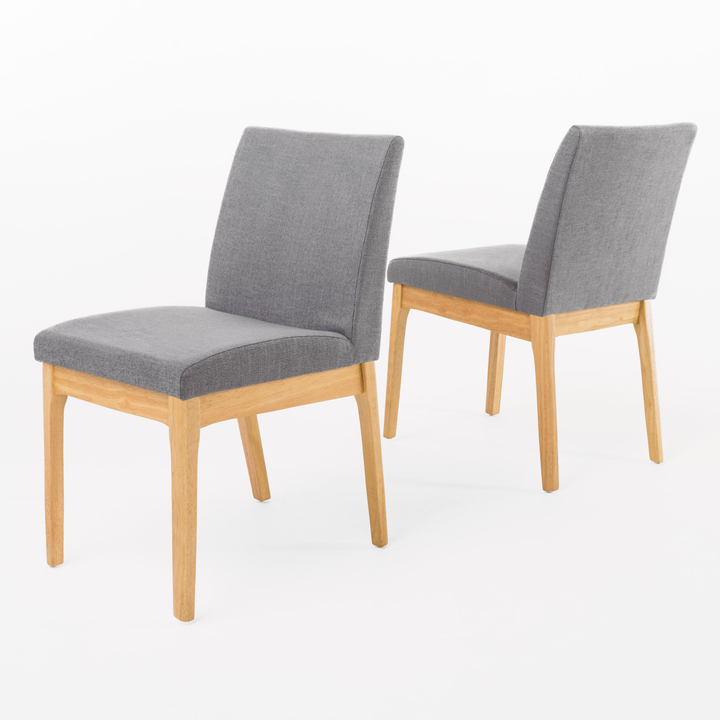 Leona Fabric & Wood Finish Dining Chair (Set of 2)