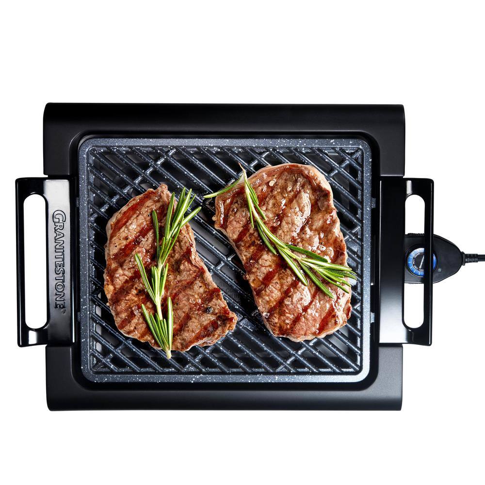 GRANITESTONE 224 sq. in. Triple Layer Non-Stick Titanium and Diamond Infused Coating Electric Smoke-less Indoor Grill 2584