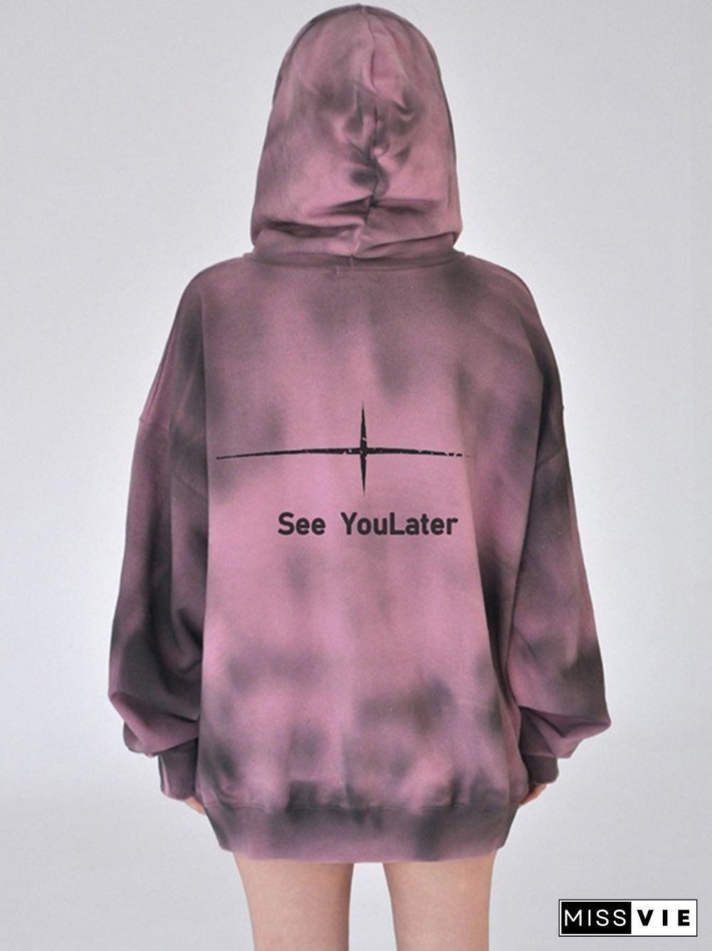 Tie Dye Print Zip Up Oversized Hoodie