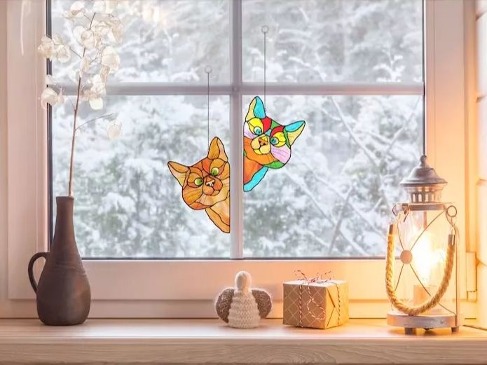 🔥 BIG SALE - 40% OFF🔥🔥Hot Sale-😻Handmade Stain Cat Suncatcher For Window