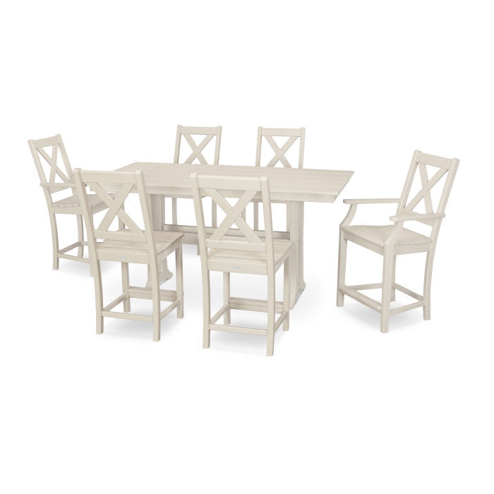 Polywood Braxton 7-Piece Farmhouse Trestle Counter Set PWS510-1