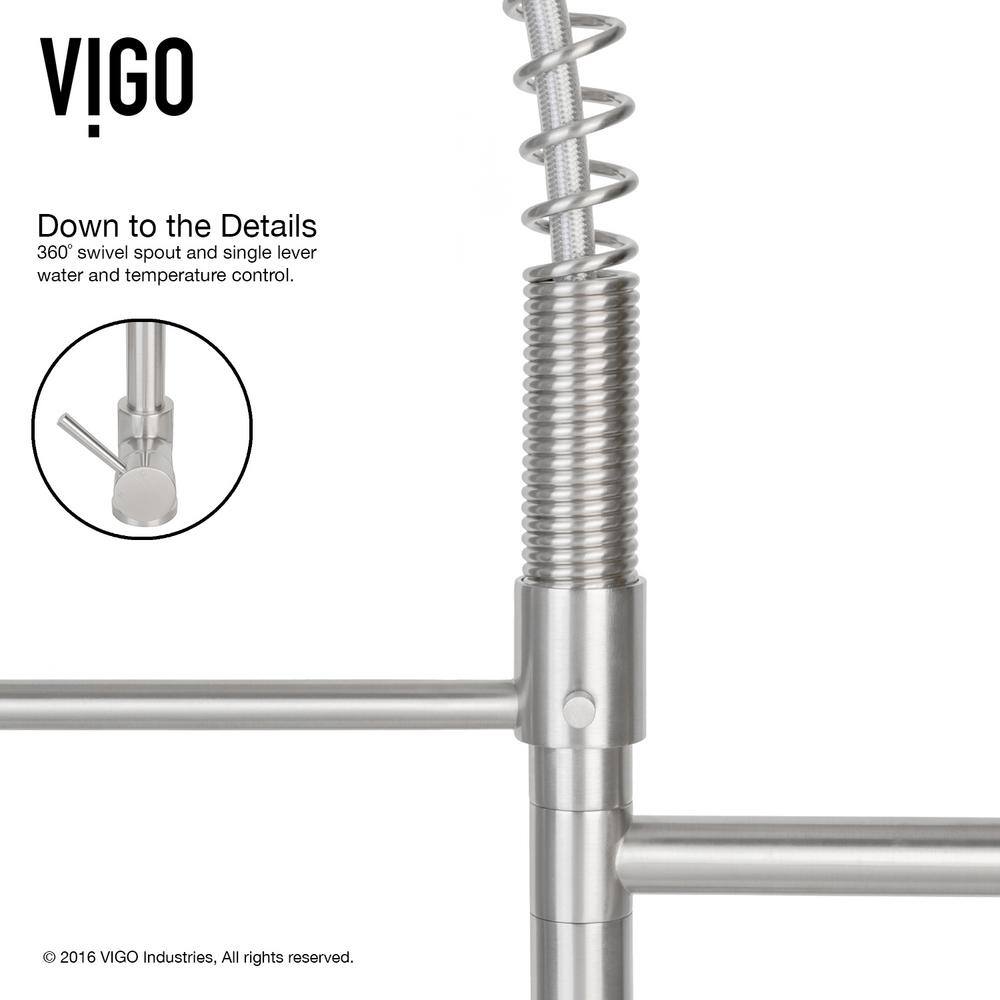 VIGO Zurich Single Handle Pull-Down Sprayer Kitchen Faucet in Stainless Steel VG02007ST