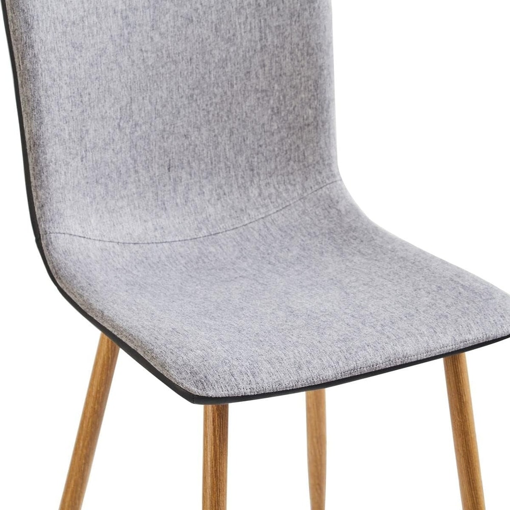 Scandinavian Dining Chair with Comfy Grey Fabric Cushion PU Back Sturdy Oak Legs