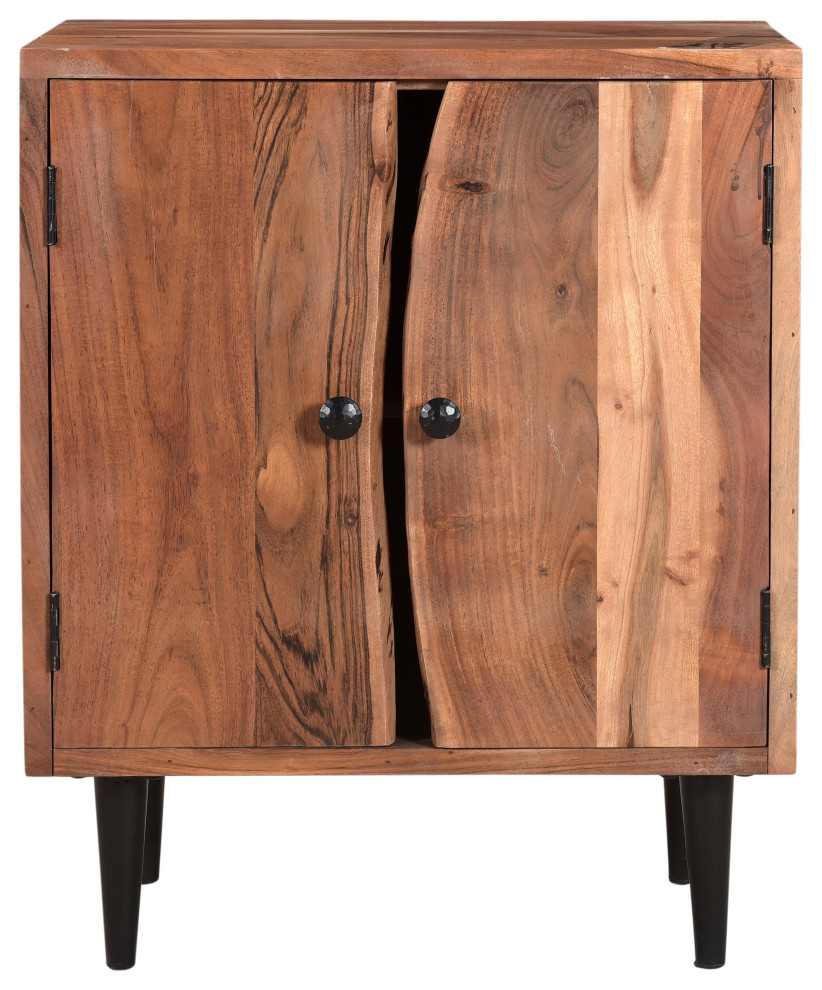 Stafford Live Edge Accent Cabinet  Light Walnut   Midcentury   Accent Chests And Cabinets   by Taran Design  Houzz