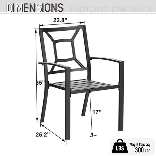 MAISON ARTS 5Piece Geometrically Stamped Round Table and Stackable Dining Chairs Outdoor Dining Set