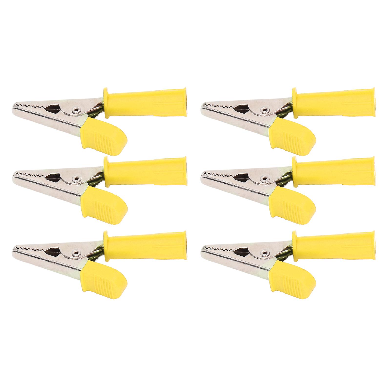 10pcs Testing Clamps Brass Insulated Crocodile Clips With 4mm Socket 10mm Opening 20a J.60046yellow