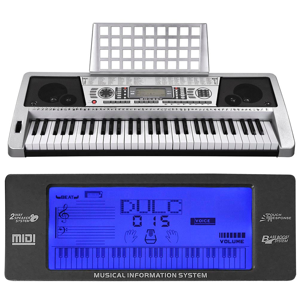 Yescom Music Electronic Keyboard 61 Keys Instrument Silver