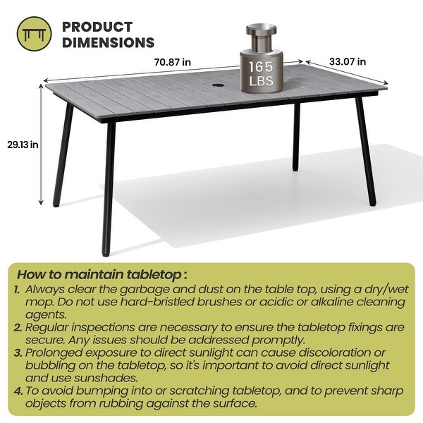 Crestlive Products Outdoor Patio Aluminum Dining Table with Umbrella Hole