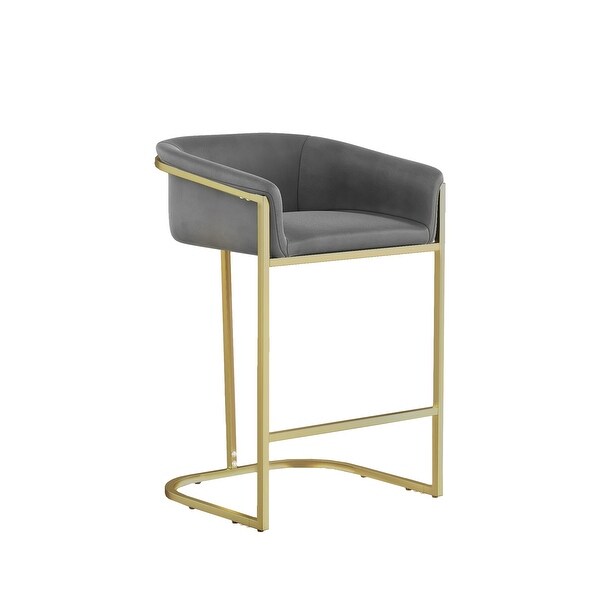 Counter Height Arm Bar Stools Dining Chairs with Gold Frame， Set of 2