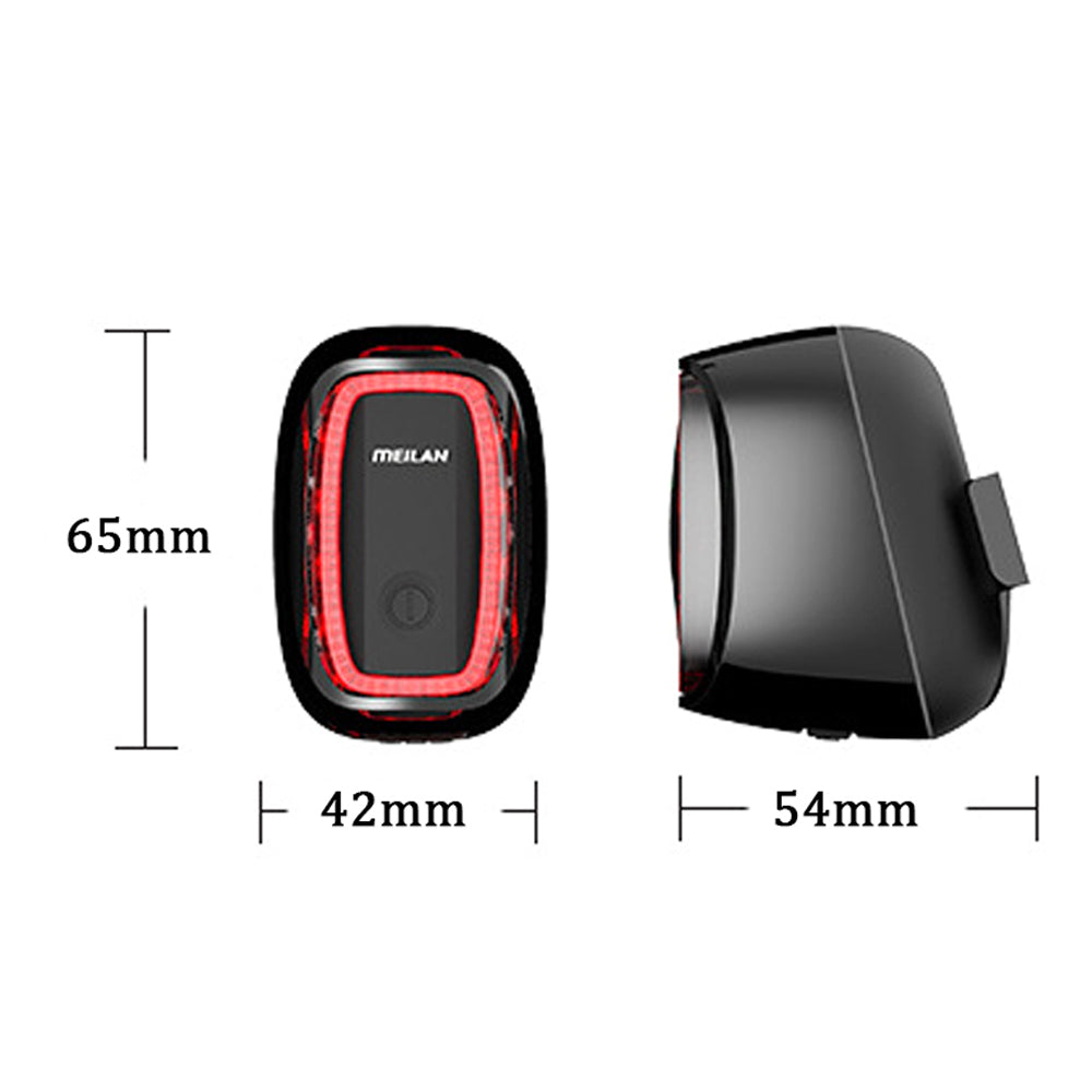 Meilan Waterproof Bicycle Intelligent Brake Tail Lamp X6 Brake Sensing 8 Gear Flashing Riding Warning Lights At Night USB Rechargeable Tail Light