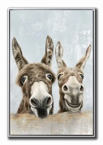 The Donkeys Hand Embellished Canvas Wall Art in Floater Frame