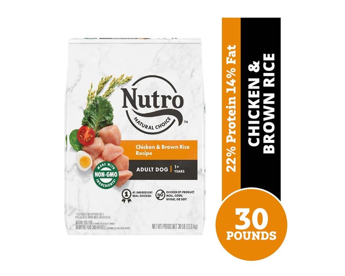 Nutro Natural Choice Chicken  Brown Rice Recipe Adult Dry Dog Food， 30 lb. Bag