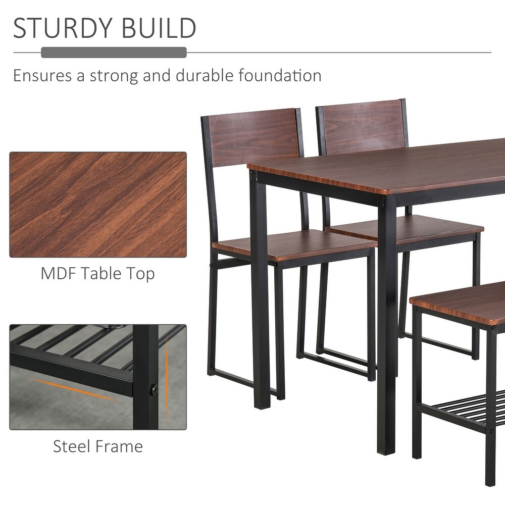 HOMCOM 4 piece Industrial Dining Table Set