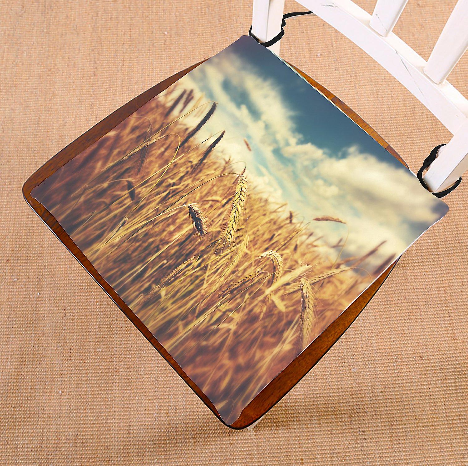 Blue Sky Chair Pad， Happy Thanksgiving Harvest Wheat Field Seat Cushion Chair Cushion Floor Cushion 50x50 Cm