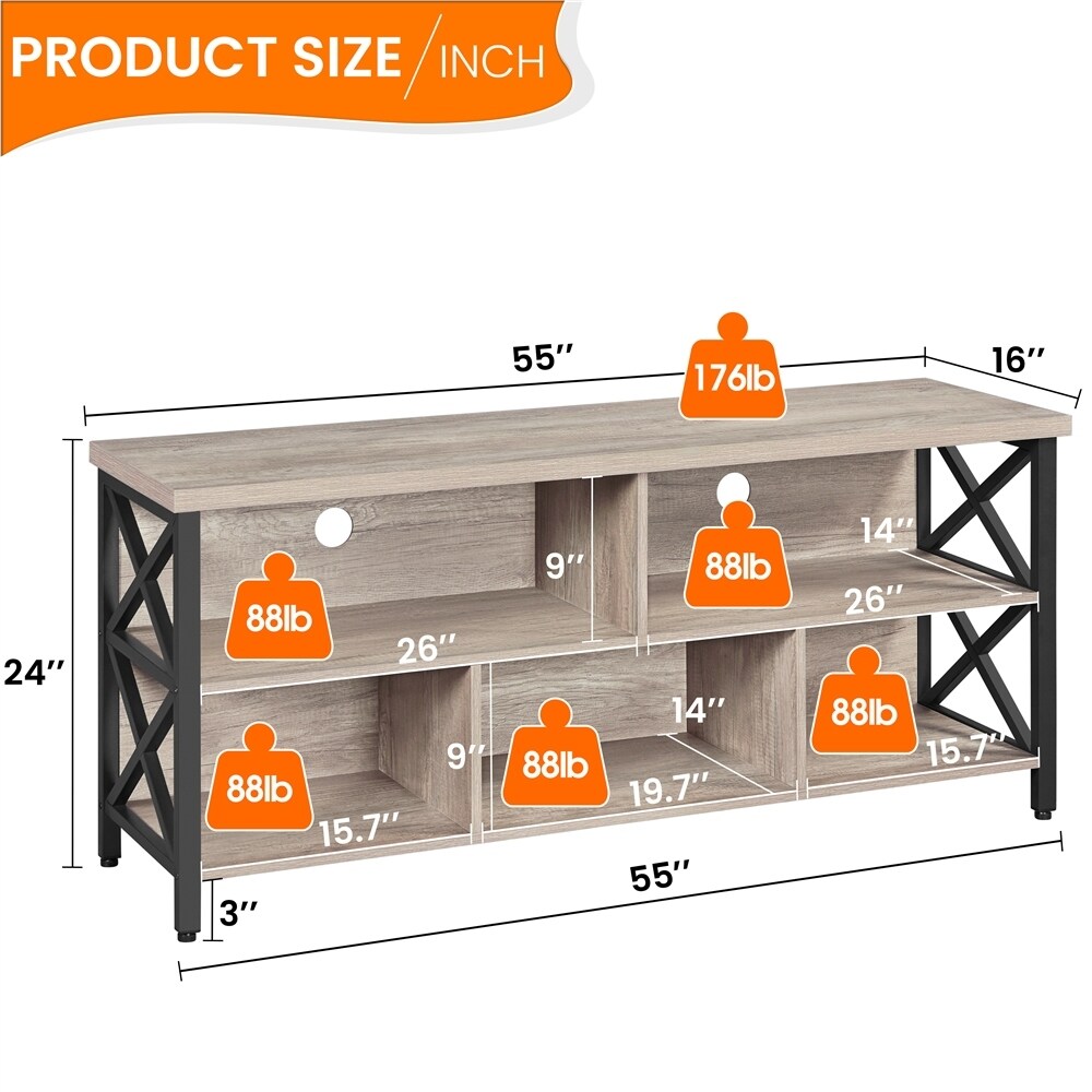 Yaheetech 65 Inch Industrial TV Stand with 5 Storage Cabinets for TVs