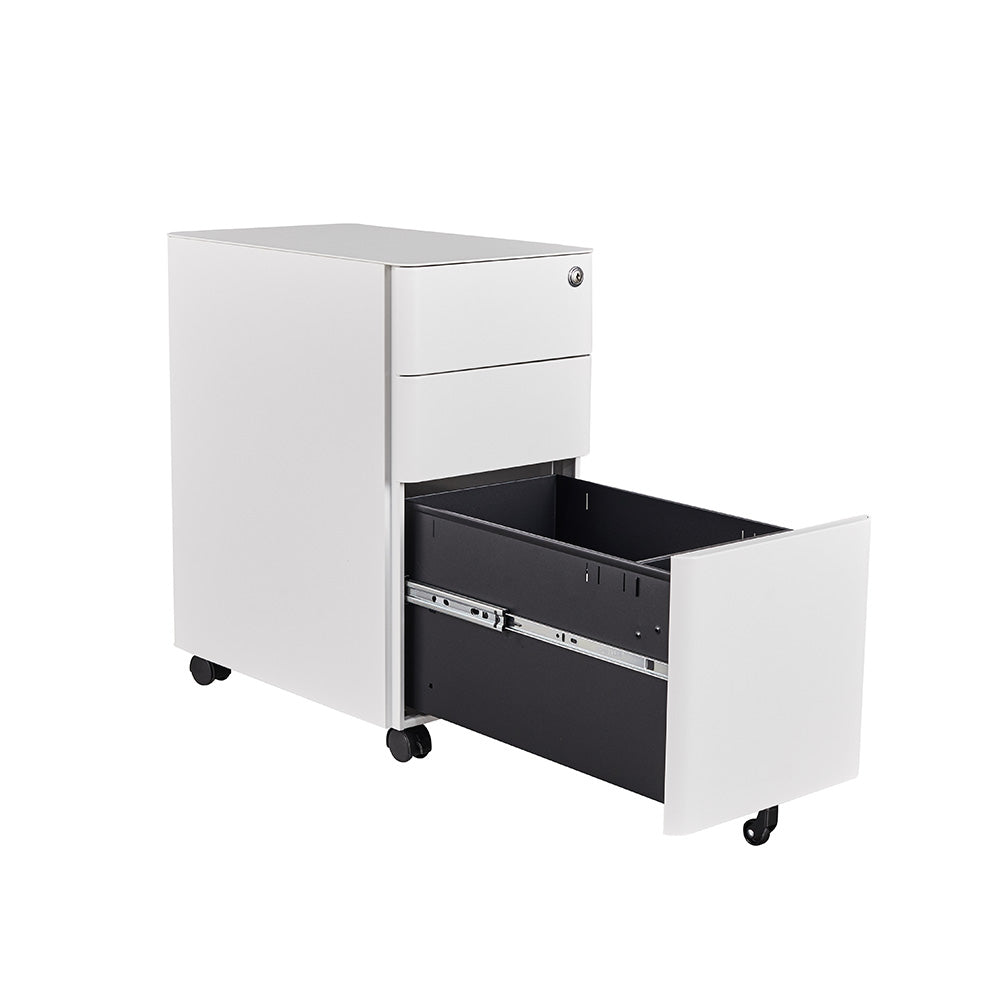 MARLO 3 Drawer Slim Mobile Cabinet - White