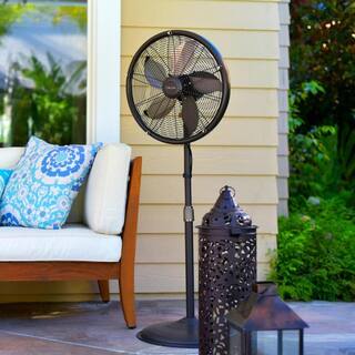 NewAir 18 in. 3-Speed Outdoor Misting Fan and Pedestal Fan Combination with Sturdy All Metal Design for 600 sq. ft. - Brown AF-600