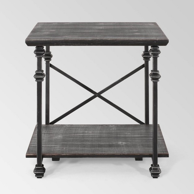 Morell Modern Industrial Accent Table Gray pewter Christopher Knight Home