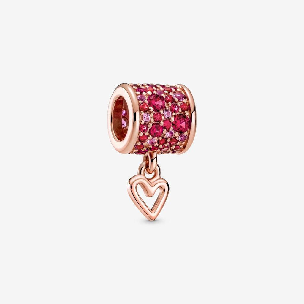 PANDORA  Pavé Freehand Heart Barrel Charm