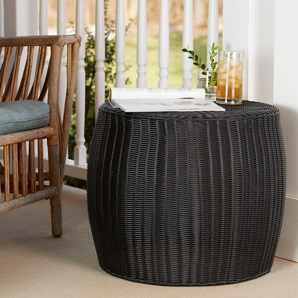 Household Essentials Indoor/Outdoor Resin Wicker Storage Side Table