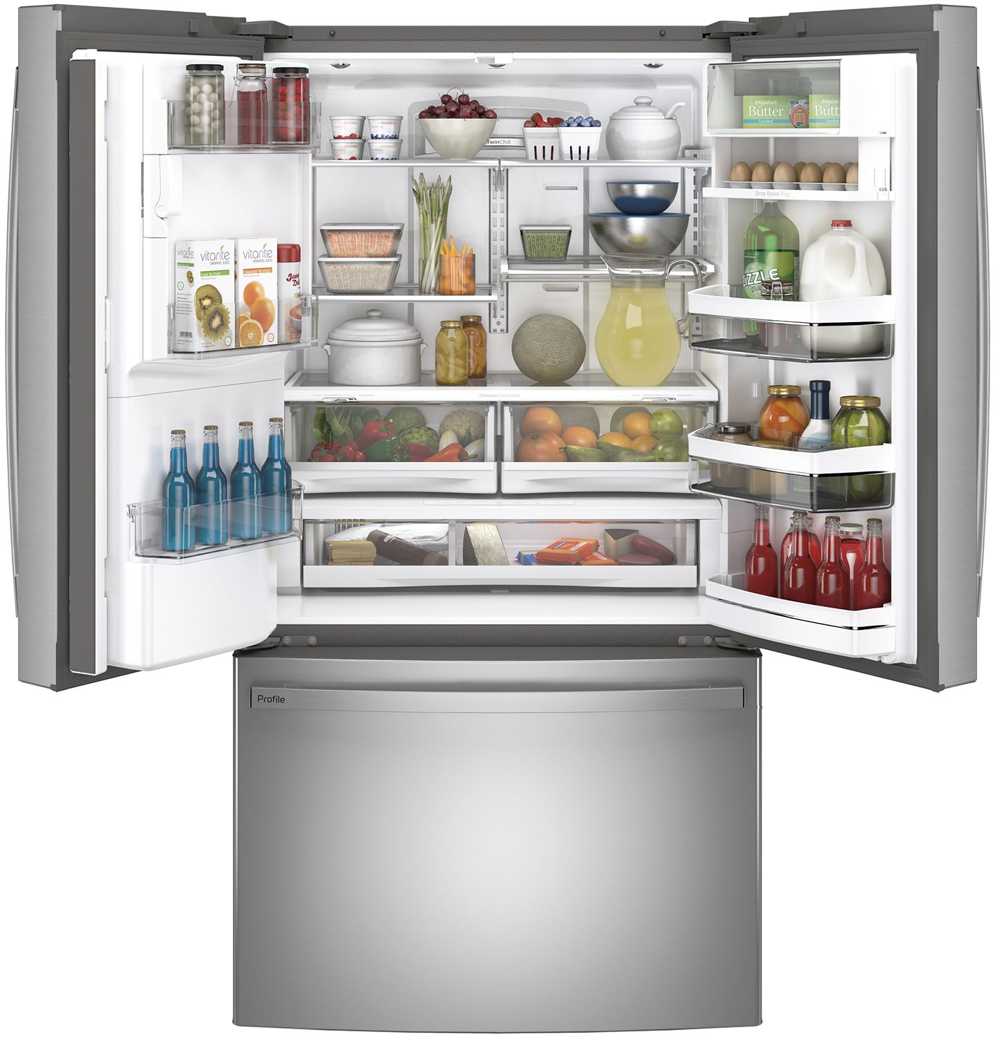 GE Profile ADA ENERGY STAR 22.1 Cu. Ft. Fingerprint Resistant Stainless Steel Counter-Depth French-Door Refrigerator With Hands-Free AutoFill