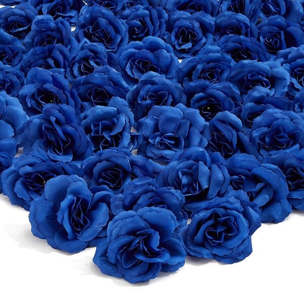 50pc Artificial Fake Dark Blue Rose Flower Head for Wedding Bouquet Home Decor