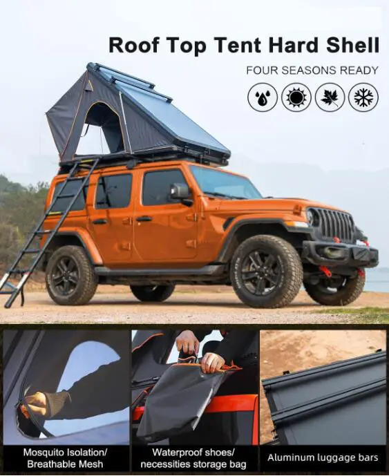 HOTO New Style 2 4 Person Waterproof Camping Aluminium Hard Shell Pop Up Rooftop Tent Camping  Car Roof top Tent