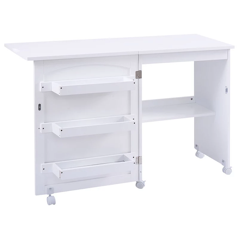 Folding Sewing Craft Table Shelf Storage Cabinet Home Furniture