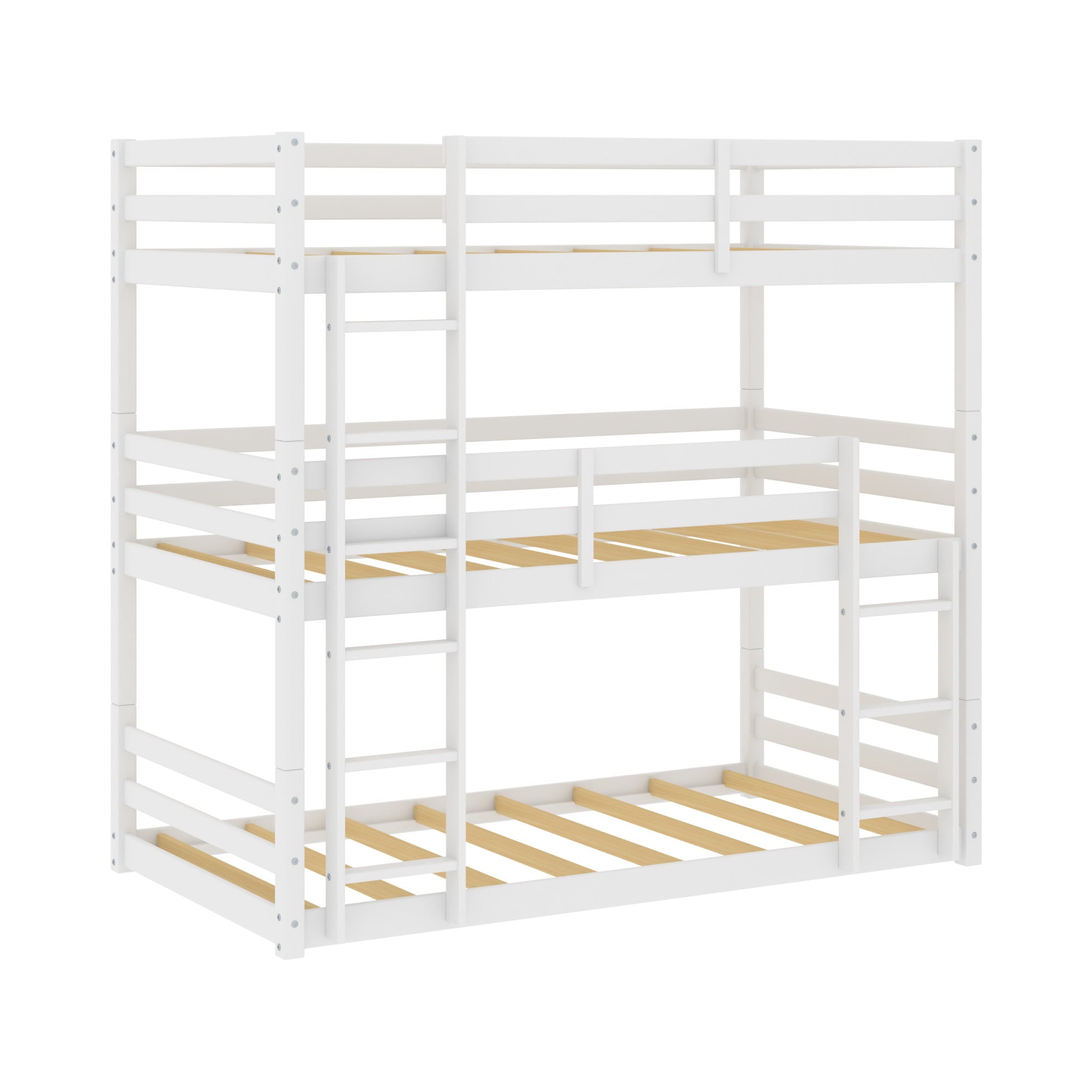 Campbell Wood Triple Twin Convertible Bunk Bed, White