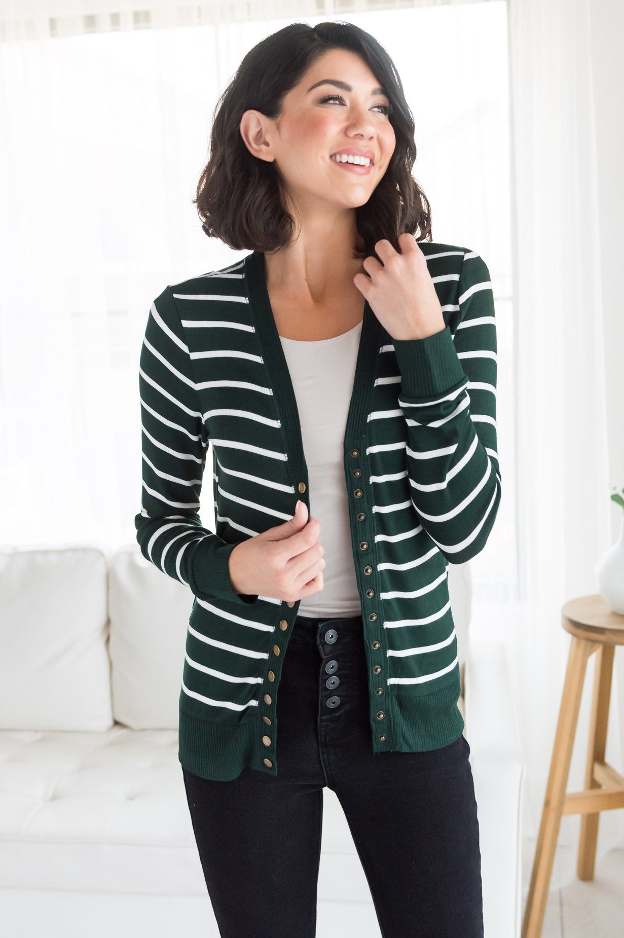 Striped Sweetheart Modest Cardigan