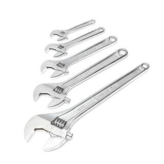 Crescent 6 in. 8 in. 10 in. 12 in. and 15 in. Chrome Adjustable Wrench Set (5-Piece) AC5PC