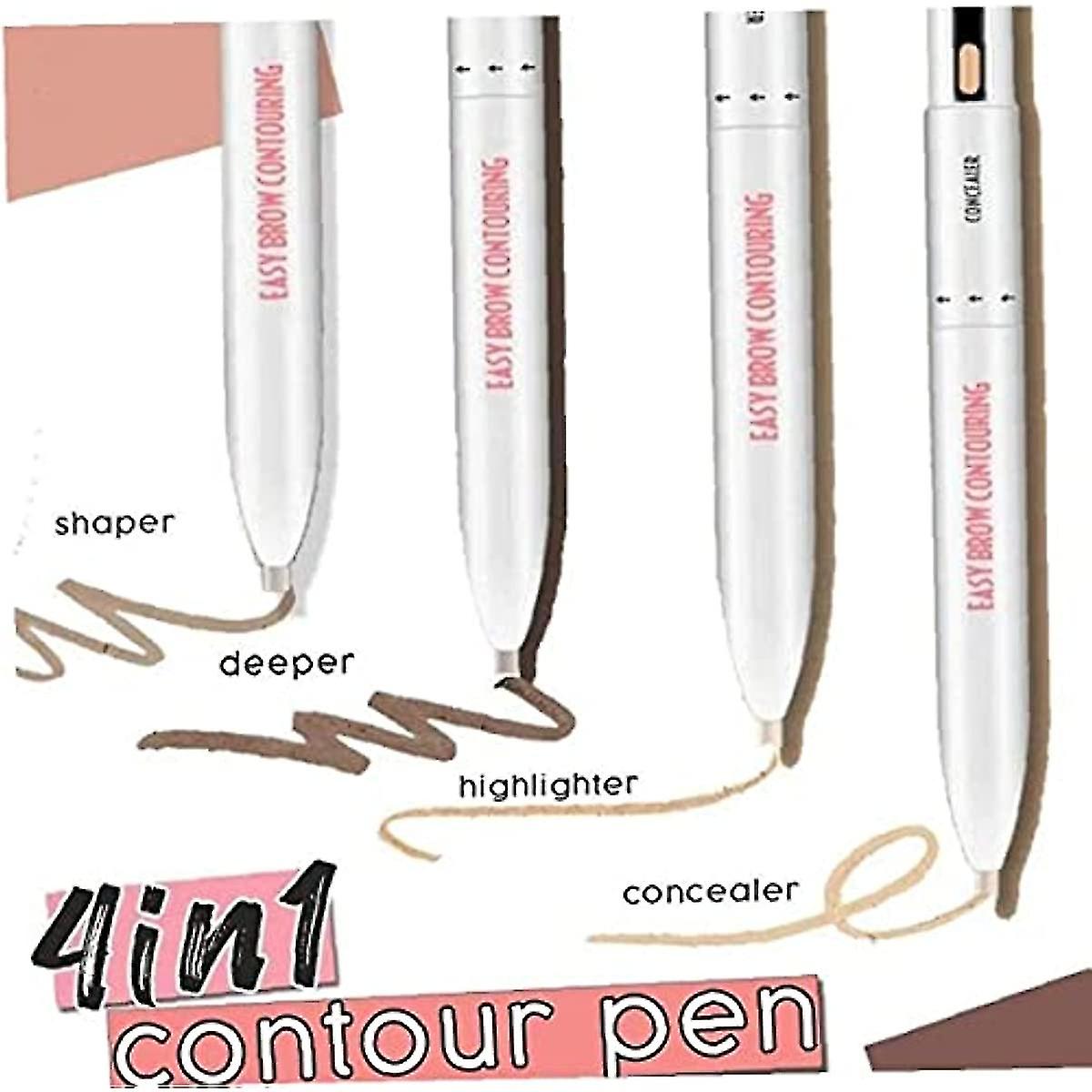 4 In 1 Long Lasting Brow Contour Pen Rotating Shaping High Gloss Eyebrow Pencil Black Brown