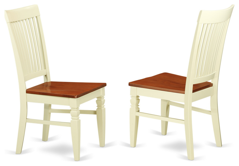 Set of 2 Weston Dining Wood Seat Chair Slatted Back  Black Finish   Traditional   Dining Chairs   by VirVentures  Houzz