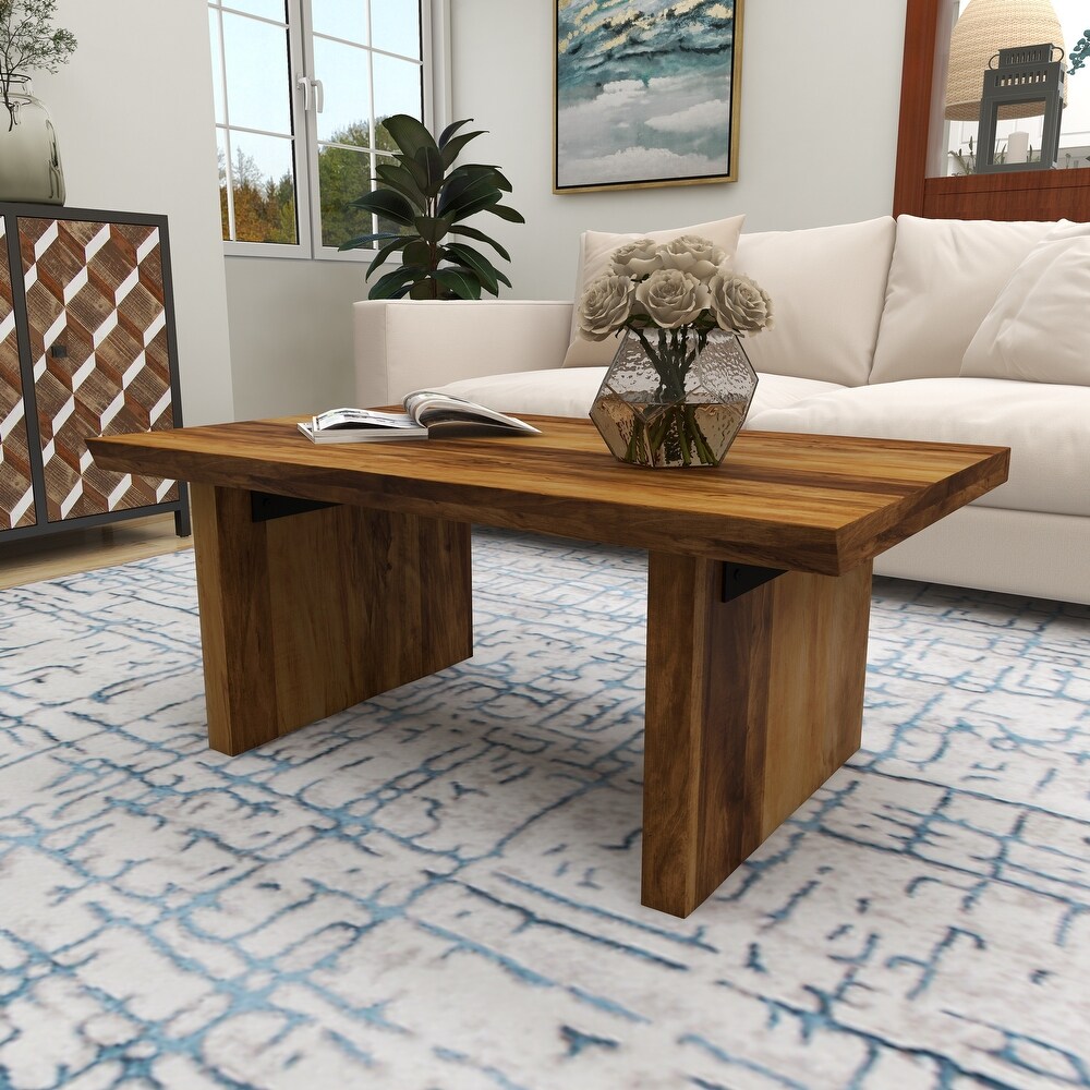 Brown Wood Contemporary Coffee Table 16 x 40 x 24