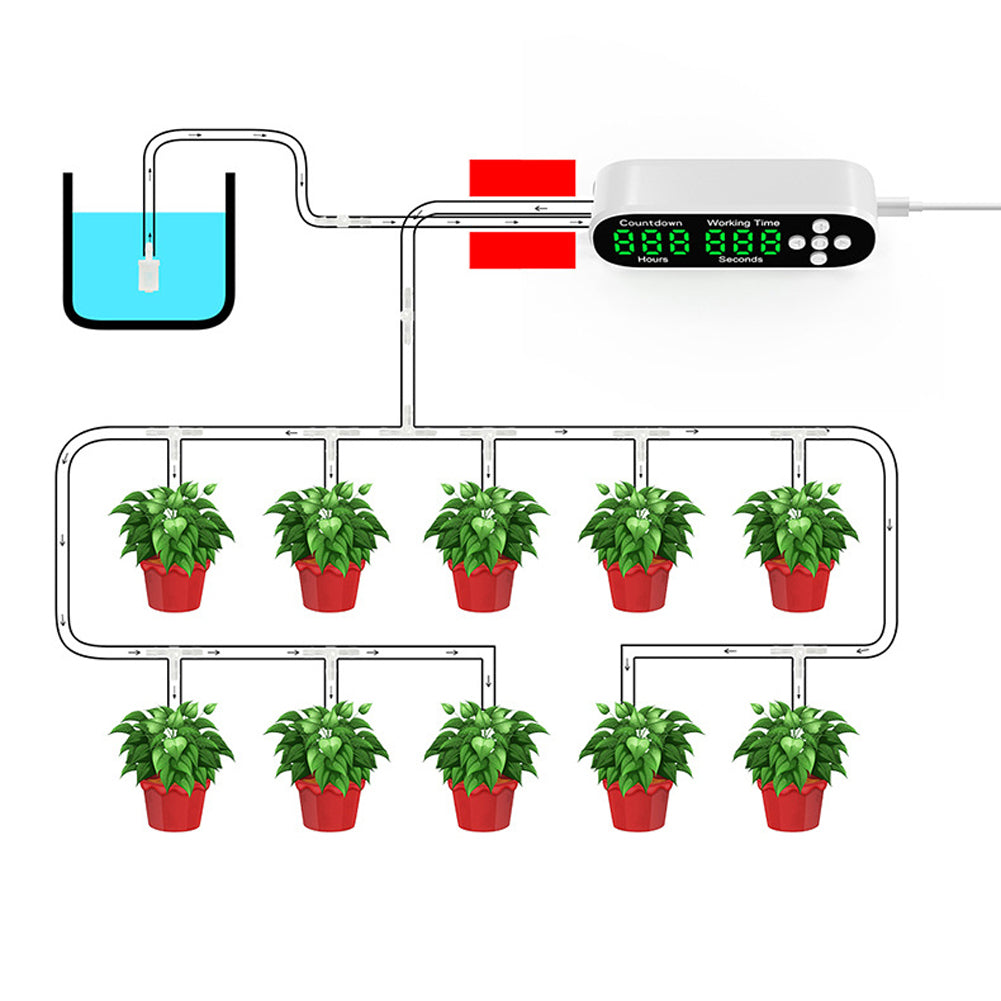 Intelligent Automatic Watering Device Controller Timed Waterer Garden Terrace Drip Irrigation System for 10-20 Potted Plant Flower