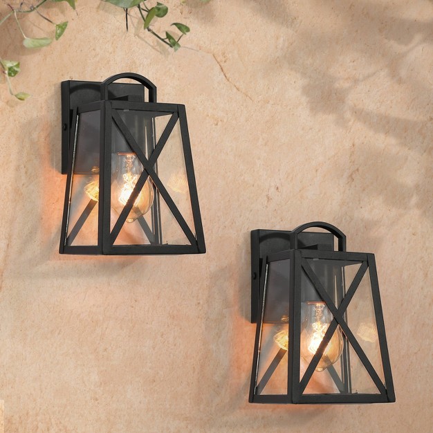 Metal glass Square Outdoor Wall Lights Matte Black Lnc