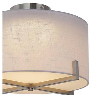 SMRTLite by NBG HOME 13.5 in. Matte Brushed Nickel Integrated LED Flush Mount DS18767