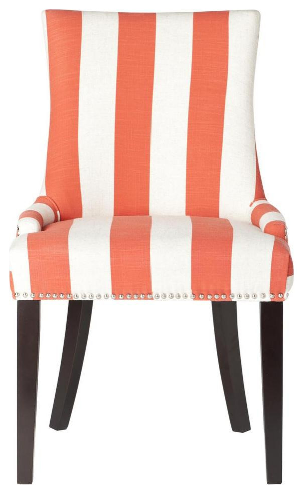 De De 19 quotH Awning Stripes Dining Chair  Set of 2  Silver Nail Heads Orange   Contemporary   Dining Chairs   by V.S.D Furniture  Houzz