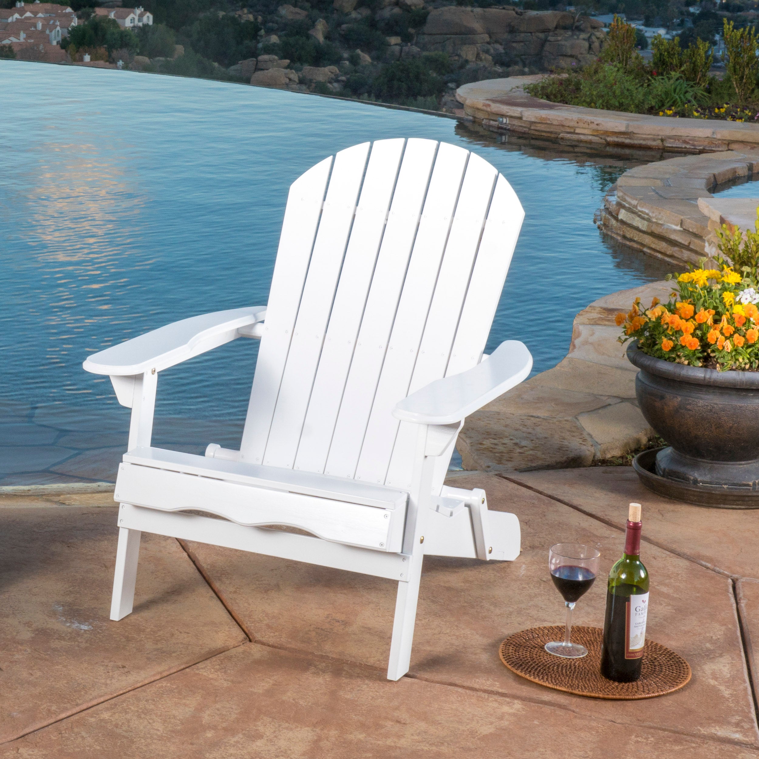 Katherine Outdoor Acacia Wood Adirondack Recliner With Pull Out Footrest